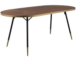 Housecraft Living Denise Eettafel Hout Ovaal 200x90 cm Bruin/ Goud