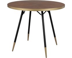 Housecraft Living Denise Eettafel Rond 91 cm Hout Bruin/ Goud