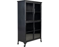 Housecraft Living Ferre Kast op wieltjes Hoog Hout/ Metaal Zwart