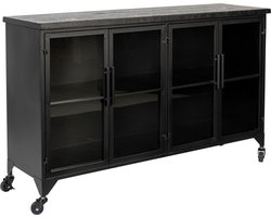 Housecraft Living Ferre Kast op wieltjes Laag Hout/ Metaal Zwart