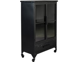 Housecraft Living Ferre Kast op wieltjes Middel Hout/ Metaal Zwart