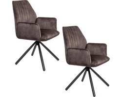 Housecraft Living Jamie Eetkamerstoelen met armleuning Wood/ Bruin - Set van 2