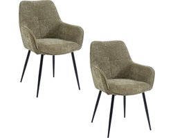 Housecraft Living Jez Eetkamerstoel met armleuning Groen - Set van 2
