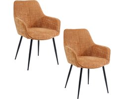 Housecraft Living Jez Eetkamerstoelen met armleuning Oranje - Set van 2