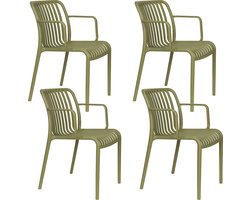 Housecraft Living Mante Tuinstoel Armleuning Kunststof Groen - Set van 4