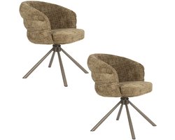 Housecraft Living Marjolein Eetkamerstoelen Armleuning Groen - Set van 2