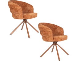 Housecraft Living Marjolein Eetkamerstoelen Armleuning Oranje - Set van 2
