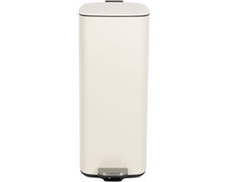 Housecraft Living Mark Prullenbak met Pedaal 30 Liter – Soft Close Afvalbak Crème