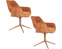 Housecraft Living Merel Eetkamerstoelen Armleuning Oranje - Set van 2