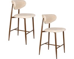 Housecraft Living Noor Barkrukken rugleuning 66 cm Beige - Set van 2