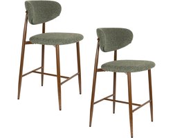 Housecraft Living Noor Barkrukken Rugleuning 66 cm Groen - Set van 2