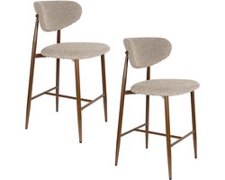 Housecraft Living Noor Barkrukken rugleuning 66 cm Taupe - Set van 2