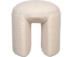 Housecraft Living Noxx Kruk/ Poef Teddy stof Wit