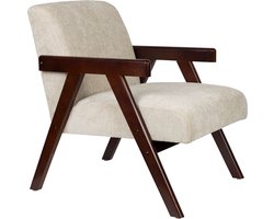 Housecraft Living Panadero Fauteuil met armleuning Hout Bruin donker/ Beige