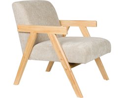 Housecraft Living Panadero Fauteuil met armleuning Hout Naturel/ Beige
