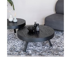 Housecraft Living Suri Salontafel Rond Hout Teak 70 cm Zwart