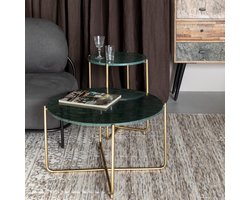Housecraft Living Timpa Salontafel Rond 70 cm Marmer Groen/ Goud
