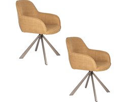 Housecraft Living Toye Eetkamerstoelen draaibaar Geel - Set van 2