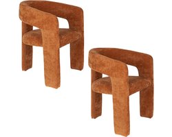Housecraft Living Valentin Eetkamerstoelen Gestoffeerd Oranje - Set van 2