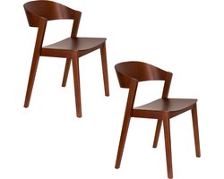 Housecraft Living Wooz eetkamerstoel Eikenhout Walnoot bruin - Set van 2