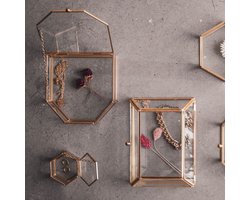 Housevitamin â€“ Glazen zeshoekig Juwelendoosje â€“ 6Ã—5.5Ã—3.5 cm - Goud