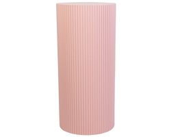 Housevitamin Bijzettafel - Cilinder - Geribbeld - Licht Roze - 30x30x65cm - Nachtkastje