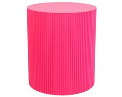 Housevitamin Bijzettafel - Cilinder - Geribbeld - Neon Roze - 39x45cm - Nachtkastje