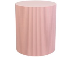 Housevitamin Bijzettafel – Cilinder – Geribbeld – Poederroze – 39x45 cm – MDF – Ronde Bijzettafel / Nachtkastje – Decoratieve Pilaar