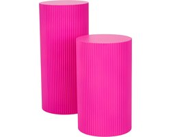 Housevitamin Bijzettafel - Cilinder MDF Neon Roze 30x30x65cm - Trendy en stijlvol!