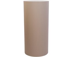 Housevitamin Bijzettafel – Cilinder – Taupe – Geribbeld MDF – 30×30×65 cm – Nachtkastje, Side Table & Displayzuil
