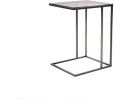 Housevitamin – Bijzettafel - Zwart – Bijzettafel bank - 40x35x54.5cm Tafel - Glasplaat