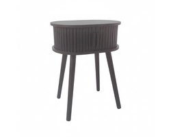 Housevitamin Bijzettafel/Nachtkastje met Schuifdeur Latten – Zwart – MDF – Opbergruimte – 40x30x53cm