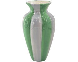 Housevitamin Bloemenvaas- Geplooide Vaas- Keramiek- Lila/Groen- 16,5x16,5x29,5 cm