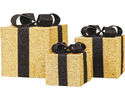 Housevitamin- Cadeau Set van 3 - Kerstcadeau 2025 - Relatiegeschenk - Led Lamp - Goud/ Zwart - 15cm/20cm/25cm