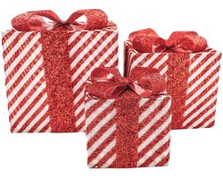 Housevitamin- Cadeau Set van 3 - Kerstcadeau 2025 - Relatiegeschenk - Led Lamp - Rood/Wit - 15cm/20cm/25cm