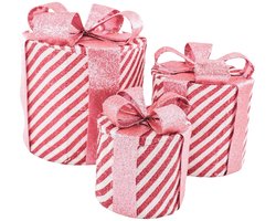 Housevitamin- Cadeau Set van 3 - Kerstcadeau 2025 - Relatiegeschenk - Led Lamp - Roze/Wit - 15cm/20cm/25cm