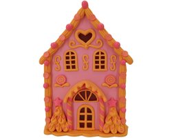 Housevitamin Candy House Kersthuisje met LED – 13×13×18.5 cm – Inclusief Batterijen – Pastel Roze