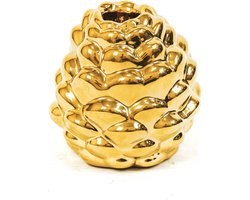 Housevitamin - Dennenappel kandelaar - Goud - Porselein - 9x8.5cm