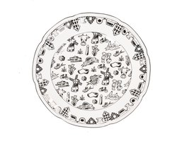 Housevitamin Diner Bord - Dutch Black- Newbone China -Zwart/ Wit- Ø26cm - Hollands patroon