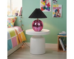 Housevitamin Disco Tafel Lamp – 20x20 cm – Roze – Glas – Discobal – E27 Fitting – Met Snoer – Spiegelend Lichteffect
