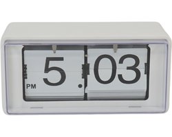 Housevitamin Flip Over Kastklok Wit – Retro Design Tafelklok – Voor Bureau, Kast of Nachtkastje – 22 × 13 × 11,5 cm