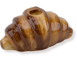 Housevitamin - Kaarshouder -Croissant Kandelaar - Bruin - Dolomiet - 14,5x8,5x6,5cm