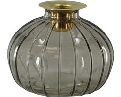 Housevitamin Kaarshouder- Flesje Met Goud Metalen Kaarshouder- Bruin- 11x11x8.5cm