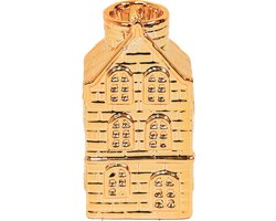 Housevitamin Kaarshouder - Huis - Keramiek - Goud - 6x5,5x11cm