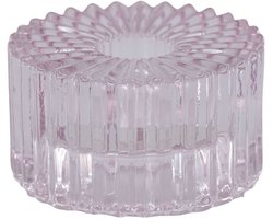 Housevitamin- Kaarshouder- Kandelaar en Waxinelichthouder- Glas- Roze -8x4 cm