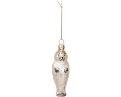Housevitamin Kersthanger – Zeehond Kerstbal – Glas – Wit – 3,5x3,5x9,5 cm | Trendy & Grappig Ornament