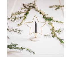 Housevitamin Kerstster Kandelaar- Marmer/Goud 15x10x18CM - Kerstdecoratie - Versiering - Kerst - Themafeest - excl. kaars