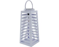 Housevitamin - Lantaarn - Windlicht - Solar - Metaal - Lila - 14x14x32,5cm - Sfeervolle Verlichting voor Buiten