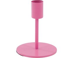 Housevitamin Metalen Gekleurde Kaarshouder-Kandelaar - Basic- Fluor Roze- 8x8x10m