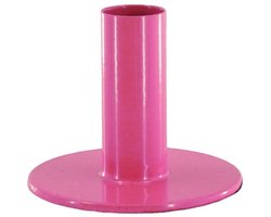 Housevitamin Metalen Gekleurde Kaarshouder-Kandelaar - Basic- Fluor roze- 8x8x6,5cm
